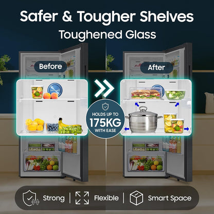 Samsung 350 L, 3 Star, Convertible 5-in-1, Digital Inverter, Frost Free Double Door, WiFi Bespoke AI Refrigerator (RT38HG5A23S8HL, Silver, Elegant Inox, 2026 Model)