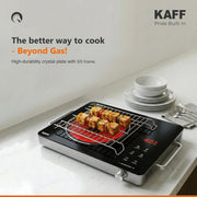 Kaff 2200W Electric Infrared Cooktop Stove | High Gloss Glass Finish | Digital Display | 4 Preset Cooking Modes | Touch Control | SS Finish | Infrared Induction/Hot PLate