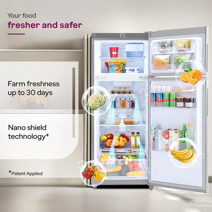 Godrej 244 L 4 Star 5 Years Comprehensive Warranty | AI Powered | Convertible Freezer 6-In-1 Inverter Frost Free Double Door Refrigerator RT EONVALOR 280D RCIF FS ST, Fossil Steel
