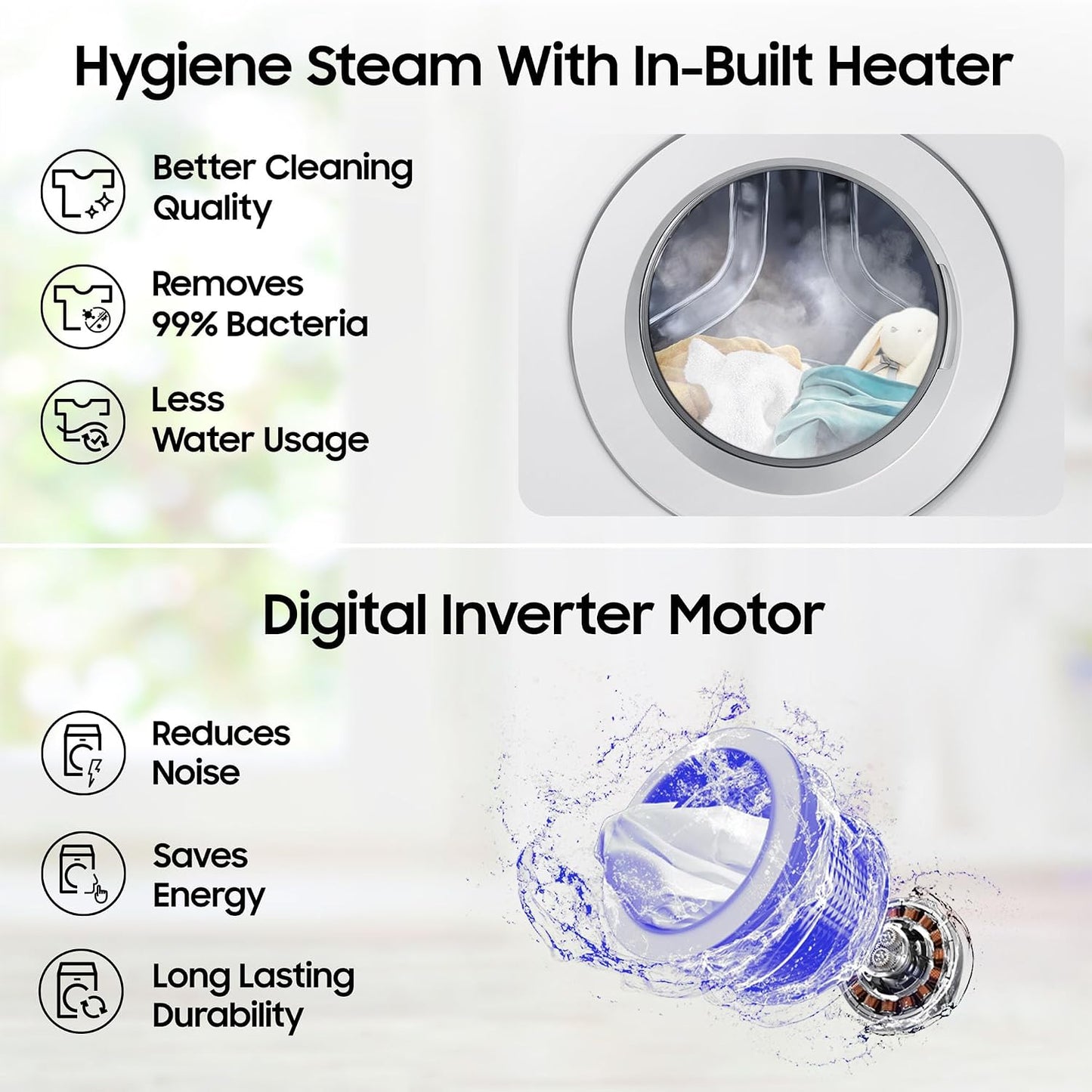 SAMSUNG 8 kg 5 Star Inverter Fully Automatic Front Load Washing Machine (WW80T4040CE1TL, Diamond Drum, White)