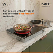 Kaff 2200W Electric Infrared Cooktop Stove | High Gloss Glass Finish | Digital Display | 4 Preset Cooking Modes | Touch Control | SS Finish | Infrared Induction/Hot PLate