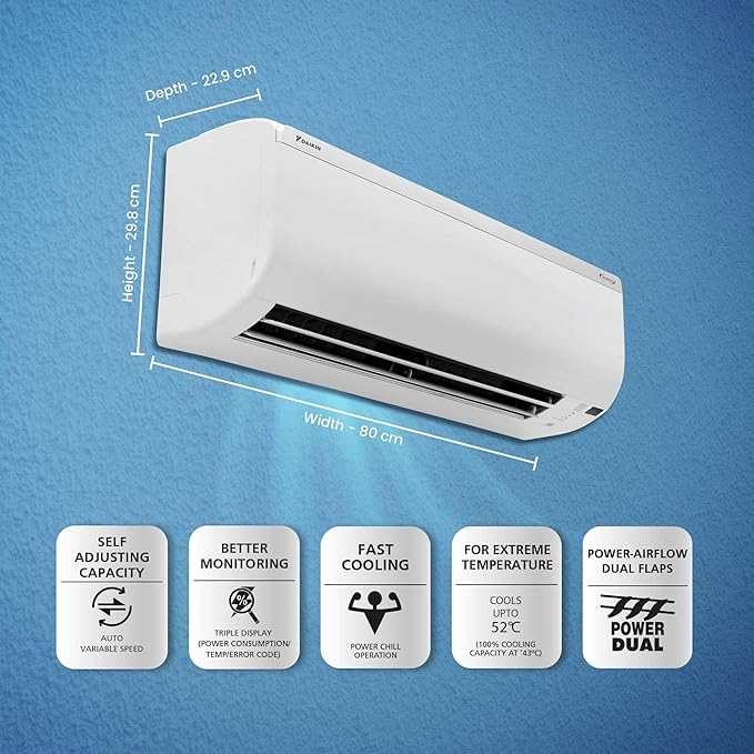 Daikin 1 Ton 3 Star Inverter Split AC (Copper, PM 2.5 Filter, 2024 Model, MTKL35UV16, White)