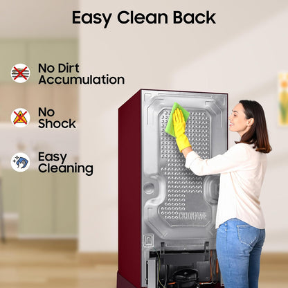 Samsung 189 L, 4 Star, Digital Inverter, Direct-Cool Single Door Refrigerator (RR21H2H24HT/HL, Red, Hydrangea Plum, Base Stand Drawer, Single Touch Defrost, 2026 Model)
