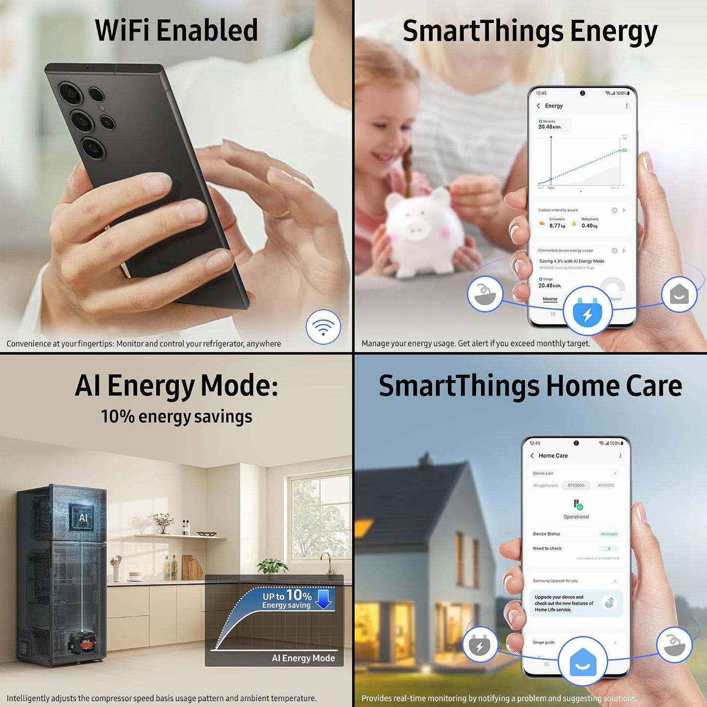 Samsung 350 L, 3 Star, Convertible 5-in-1, Digital Inverter, Frost Free Double Door, WiFi Enabled Bespoke AI Refrigerator (RT38DG5A4DBXHL, Luxe Black)