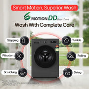 LG 8 kg 5 Star, Inverter Direct Drive Technology, Wi-Fi Enabled, 6 Motion DD, Steam Fully Automatic Front Load with In-built Heater Grey, Black (FHB1208Z4M)