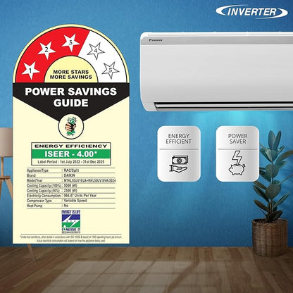 Daikin 1.5 Ton 3 Star Split Inverter AC (GTKC48UV16W,RKCG48UV16W WITHOUT KIT