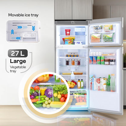 Godrej 223 L 2 Star 5 Years Comprehensive Warranty | 95%+ Food Surface Disinfection | Uniform 360° Cooling | Inverter Frost Free Double Door Refrigerator (RF EON 244B RI ST GL, Steel Glow)