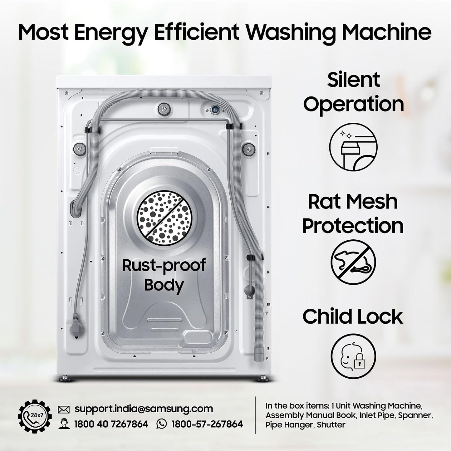SAMSUNG 8 kg 5 Star Inverter Fully Automatic Front Load Washing Machine (WW80T4040CE1TL, Diamond Drum, White)