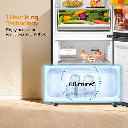 Haier 325 L 2 Star Frost Free Triple Inverter Double Door Bottom Mount Refrigerator, Digital Touch Display & 2X Bigger Fresh Storage (HEB-332GBA-P, GE Black, 14 In 1 Convertible Modes, 2026 Model)