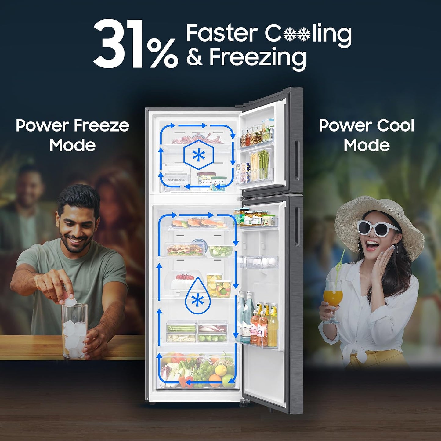Samsung 350 L, 3 Star, Convertible 5-in-1, Digital Inverter, Frost Free Double Door, WiFi Bespoke AI Refrigerator (RT38HG5A23S8HL, Silver, Elegant Inox, 2026 Model)