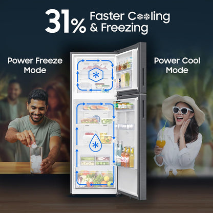 Samsung 350 L, 3 Star, Convertible 5-in-1, Digital Inverter, Frost Free Double Door, WiFi Bespoke AI Refrigerator (RT38HG5A23S8HL, Silver, Elegant Inox, 2026 Model)