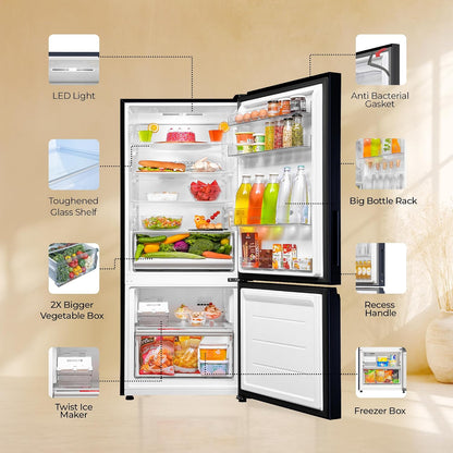 Haier 325 L 2 Star Frost Free Triple Inverter Double Door Bottom Mount Refrigerator, Digital Touch Display & 2X Bigger Fresh Storage (HEB-332GBA-P, GE Black, 14 In 1 Convertible Modes, 2026 Model)