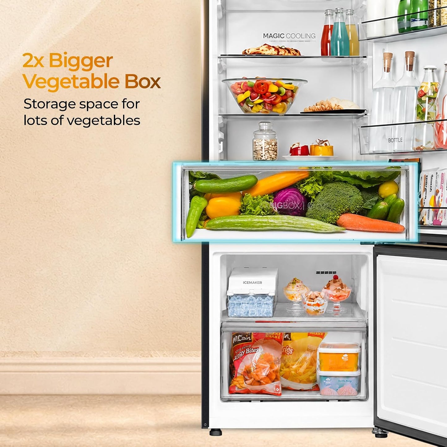 Haier 325 L 2 Star Frost Free Triple Inverter Double Door Bottom Mount Refrigerator, Digital Touch Display & 2X Bigger Fresh Storage (HEB-332GBA-P, GE Black, 14 In 1 Convertible Modes, 2026 Model)