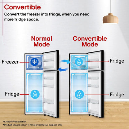 LG 276 L, 2 Star, Smart Inverter, Smart & Dairy Mode, Frost-Free Double Door Convertible Refrigerator (GLT2826XWOB, Onyx Black, Multi Air Flow & Convertible Space for More Storage, 2026 Model)