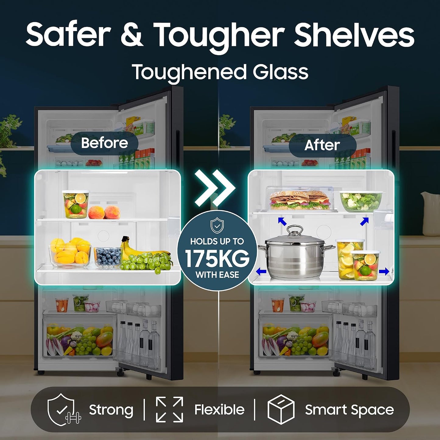 Samsung 256 L, 3 Star, Convertible, Digital Inverter Frost Free Double Door Refrigerator (RT40H30U3FHL, Black DOI, 2026 Model)