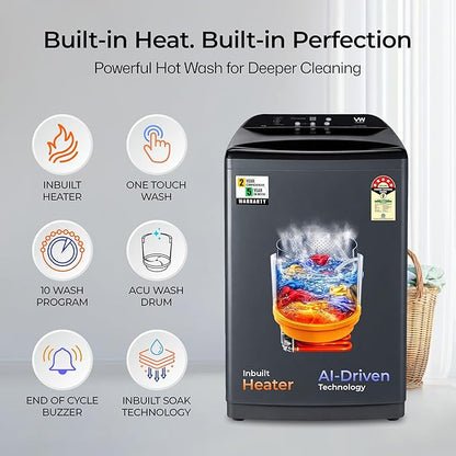 VW 10 kg Fully Automatic Top Load with In-built Heater Black, Grey (V10 HeatPro)
