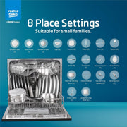 Voltas Beko, A Tata Product, 8‑Place Settings(fits up to 45 utensils) Table top Dishwasher, Suitable for All Types of Utensils (DT8B, Black) with Hygiene Wash