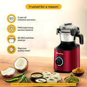 Atomberg Zenova Mixer Grinder For Kitchen | Intelligent BLDC Motor | Grinds Like 1000 Watt | Unique Coarse Mode for Silbatta Texture | 4 Jars With Chopper | Hands-Free | Safety Features | Red Wine