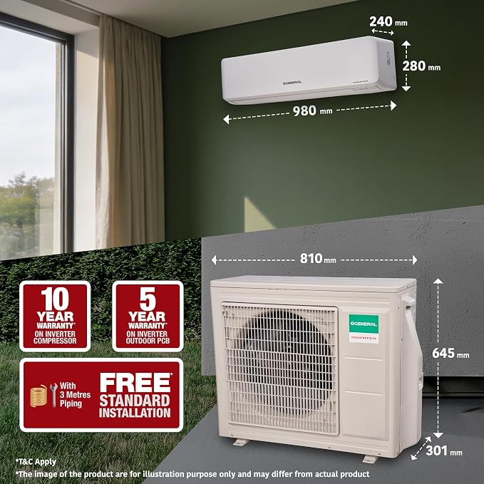 O GENERAL 2.0 TON 3 STAR INVERTER SPLIT AC ASGG24CPWA