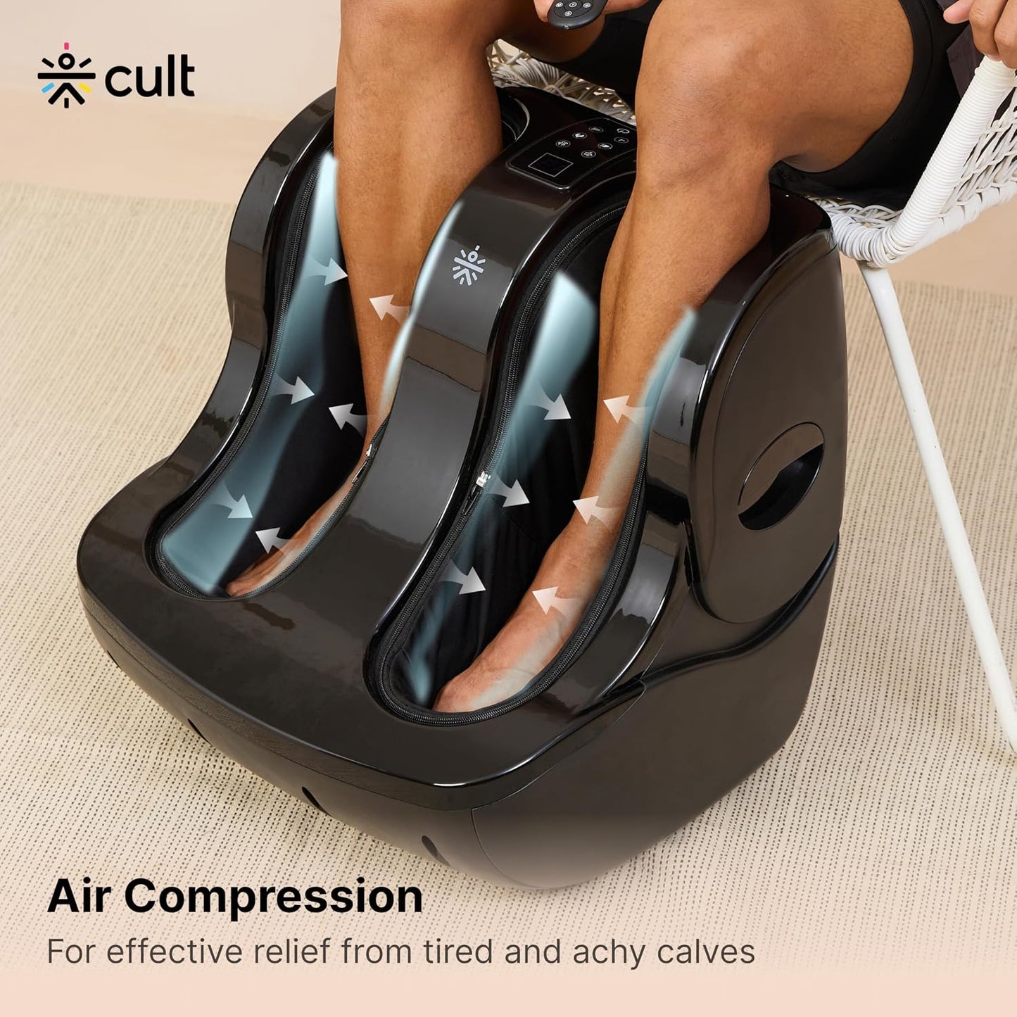 CULT ZEN Foot & calf massager with Air Compression, Vibration & Warm Therapy, Pain Relief, Improves Blood Circulation, Suitable for Home usage