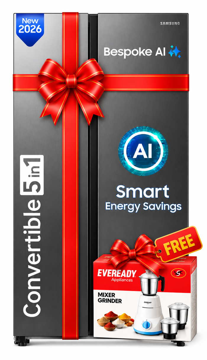 Samsung 653 L, 3 Star, Frost Free, Double Door, Convertible 5-in-1 Digital Inverter, Side By Side AI Enabled Smart Refrigerator with WiFi (RS76CG8003S9HL, Silver, Refined Inox)