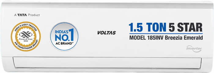 Voltas 185INV Breezia Emerald 4553882 1.5 Ton 5 Star Inverter Split AC with Turbo Cooling, Adjustable Cooling Modes, Energy Saving & Silent Operation, White