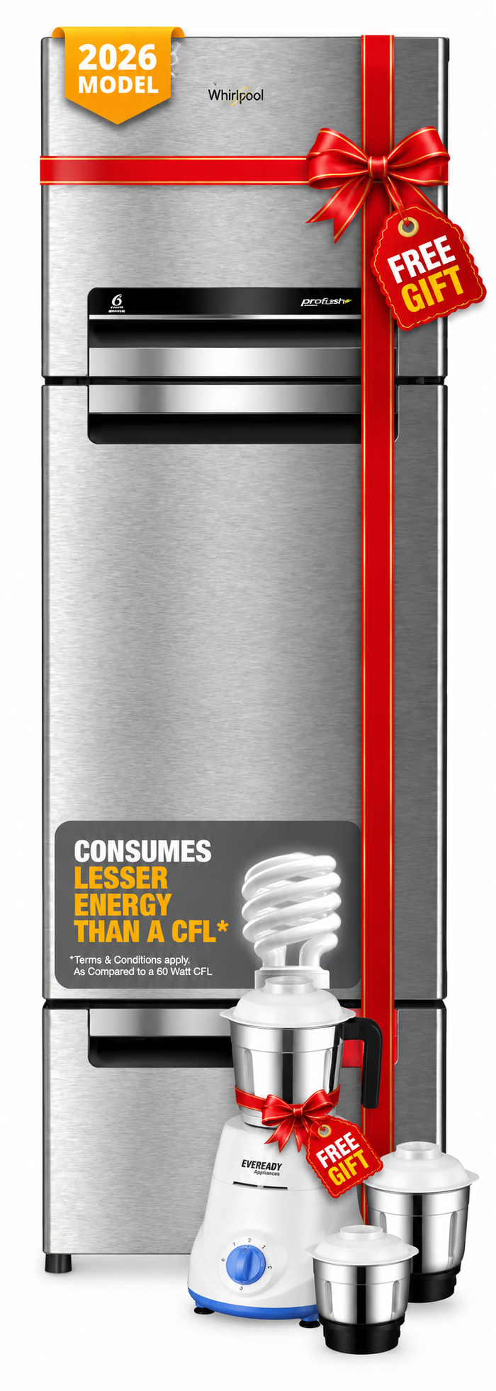 Whirlpool 270 L (Gross Capacity 300L) Frost Free Triple-Door Refrigerator (FP 313D PROTTON ROY ALPHA STEEL (Z)