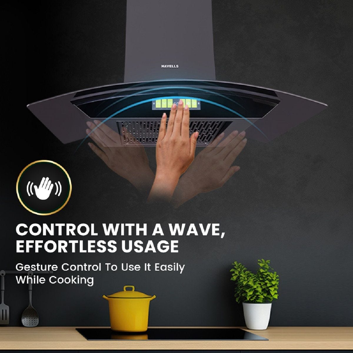 HAVELLS NEO 60 CM CHIMNEY, Curve Shaped