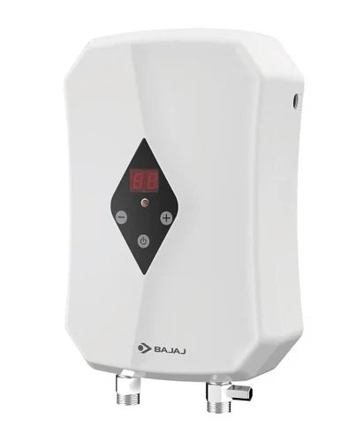 Tankless Instant Water Geyser (BAJAJ FLASHY 3 KW Slim Digital Temperature Geyser, White) (White)