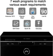 Godrej DWT EON MGNS 8C NF SKBK Free Standing 8 Place Settings Compact With Inbuilt Heater Dishwasher