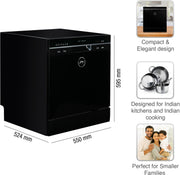 Godrej DWT EON MGNS 8C NF SKBK Free Standing 8 Place Settings Compact With Inbuilt Heater Dishwasher