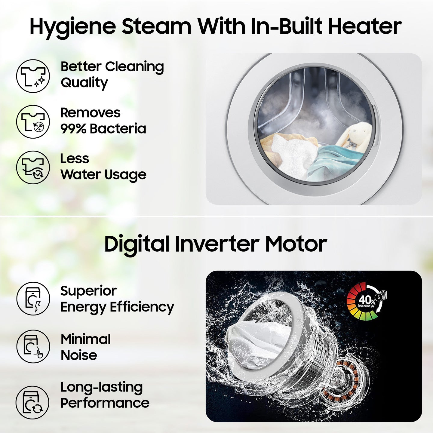 Samsung 7 kg 5 star, Hygiene Steam with Inbuilt Heater, LED Display, Diamond Drum, Digital Inverter Fully Automatic Front Load Silver (WW70R20GLSS/TL)