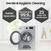 Samsung 7 kg 5 star, Hygiene Steam with Inbuilt Heater, LED Display, Diamond Drum, Digital Inverter Fully Automatic Front Load Silver (WW70R20GLSS/TL)