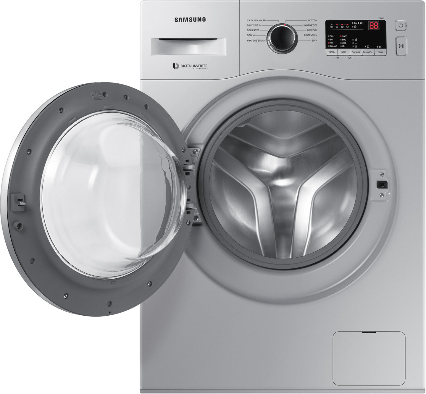 Samsung 7 kg 5 star, Hygiene Steam with Inbuilt Heater, LED Display, Diamond Drum, Digital Inverter Fully Automatic Front Load Silver (WW70R20GLSS/TL)