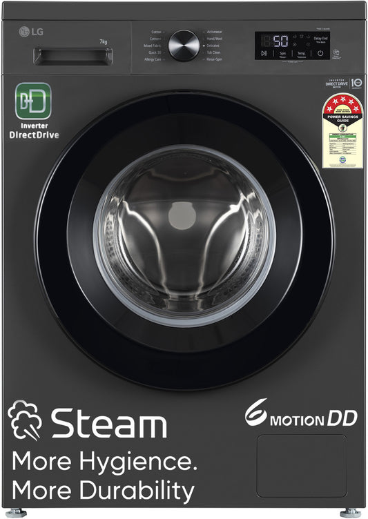 LG Smart Choice, 7 Kg, 5 Star, Steam, Inverter Direct Drive Technology, 6 Motion DD, Fully-Automatic Front Load Washing Machine (FHB1207Z2W, Remove Allergens & Stain, In-Built Heater, Essence White)