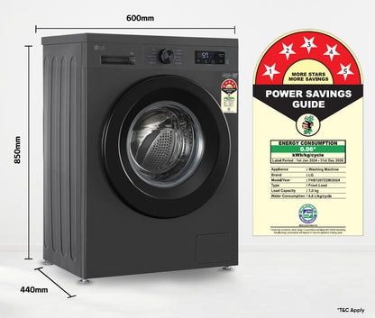 LG Smart Choice, 7 Kg, 5 Star, Steam, Inverter Direct Drive Technology, 6 Motion DD, Fully-Automatic Front Load Washing Machine (FHB1207Z2W, Remove Allergens & Stain, In-Built Heater, Essence White)
