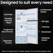 Samsung 301 L, 3 Star, Convertible 5-in-1 Digital Inverter with Display Frost Free Double Door Refrigerator (RT34C4523S9/HL, Silver, Refined Inox)