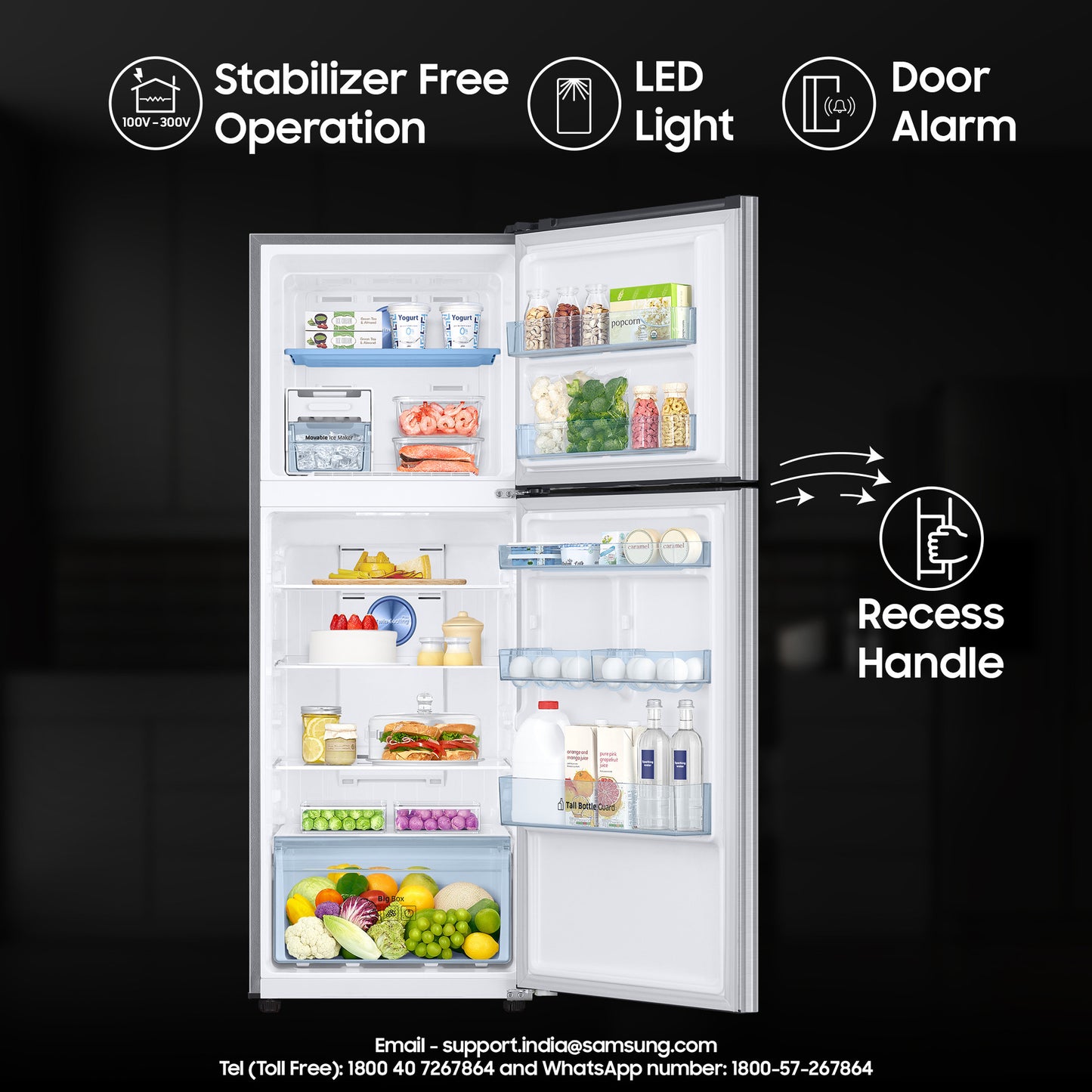 Samsung 301 L, 3 Star, Convertible 5-in-1 Digital Inverter with Display Frost Free Double Door Refrigerator (RT34C4523S9/HL, Silver, Refined Inox)