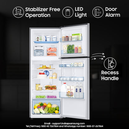 Samsung 301 L, 3 Star, Convertible 5-in-1 Digital Inverter with Display Frost Free Double Door Refrigerator (RT34C4523S9/HL, Silver, Refined Inox)