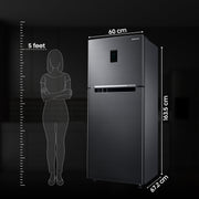Samsung 301 L, 3 Star, Convertible 5-in-1 Digital Inverter with Display Frost Free Double Door Refrigerator (RT34C4523S9/HL, Silver, Refined Inox)