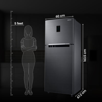 Samsung 301 L, 3 Star, Convertible 5-in-1 Digital Inverter with Display Frost Free Double Door Refrigerator (RT34C4523S9/HL, Silver, Refined Inox)