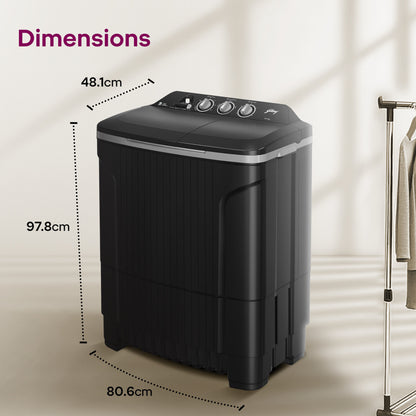 Godrej 8 kg 5 Star With Active Soak Technology With Tri Roto Scrub Pulsator Semi Automatic Top Load Grey (WSEDGE CLS 80 5.0 EN2 M CSGR)