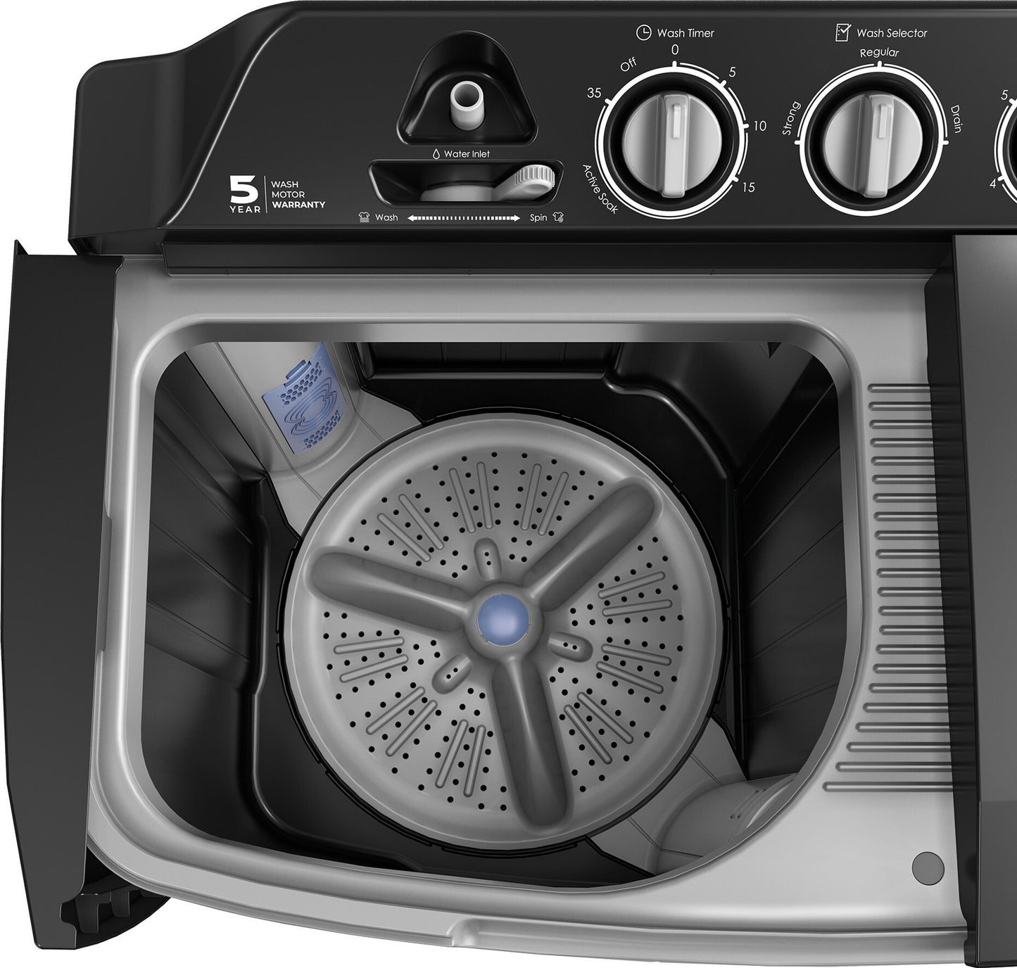 Godrej 8 kg 5 Star With Active Soak Technology With Tri Roto Scrub Pulsator Semi Automatic Top Load Grey (WSEDGE CLS 80 5.0 EN2 M CSGR)