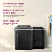Godrej 8 kg 5 Star With Active Soak Technology With Tri Roto Scrub Pulsator Semi Automatic Top Load Grey (WSEDGE CLS...