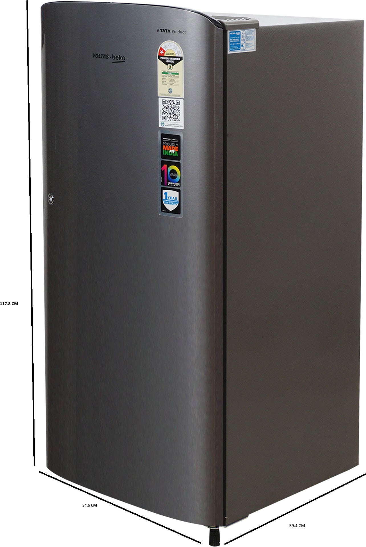 VOLTAS BEKO 175 L, 1 STAR Digital Inverter Refrigerator RDC208C1-1D0XIR0M0000GD FRESH SEALED PACK