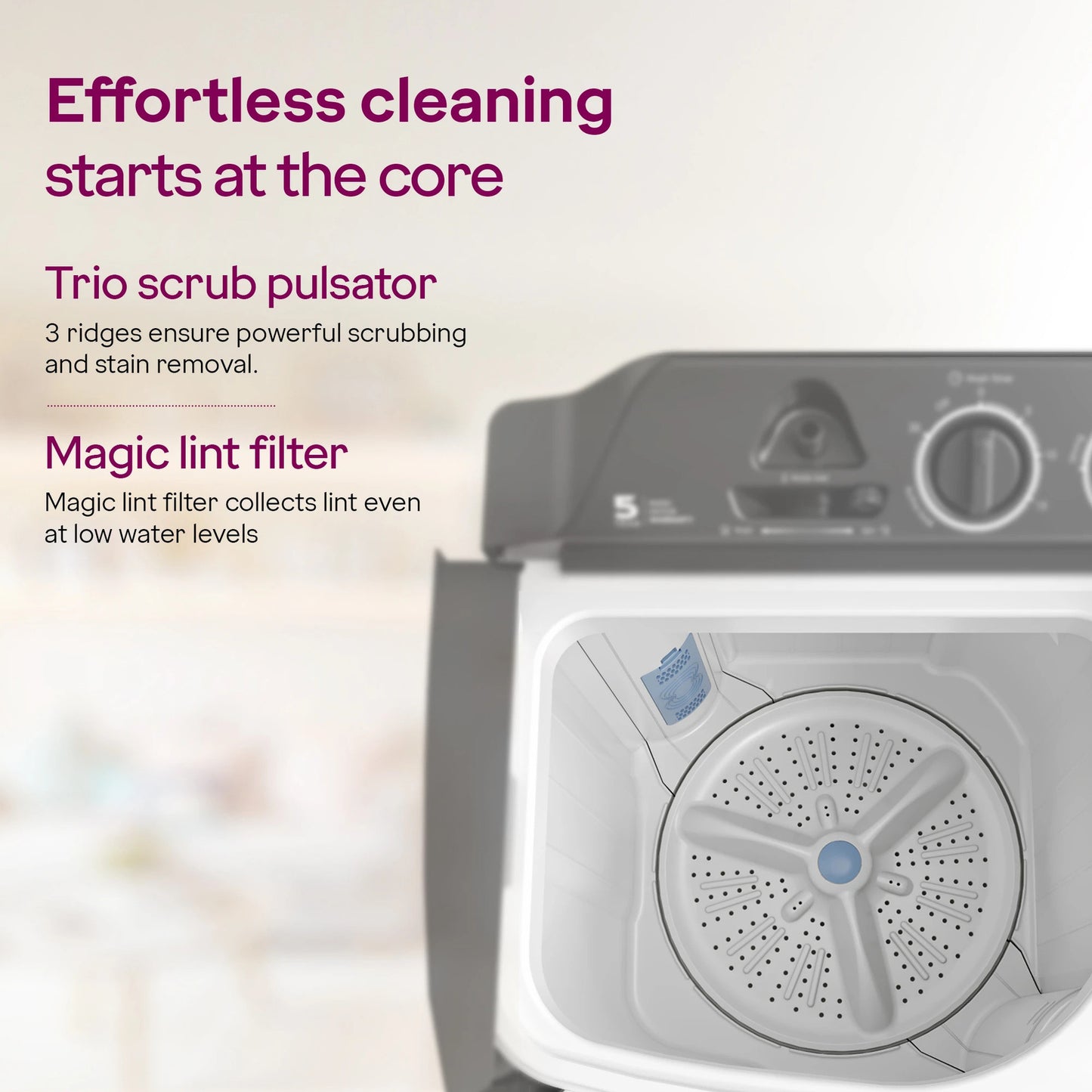 Godrej 7.5 kg 5 Star With Rain Shower Spin Washing Machine Semi Automatic Top Load Grey, White (WS EDGE CLS 75 5.0 PN2 GPGR)
