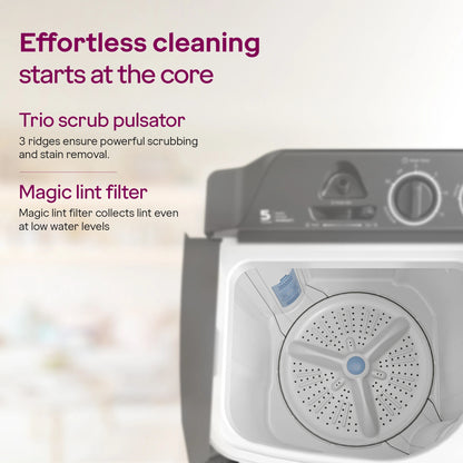Godrej 7.5 kg 5 Star With Rain Shower Spin Washing Machine Semi Automatic Top Load Grey, White (WS EDGE CLS 75 5.0 PN2 GPGR)