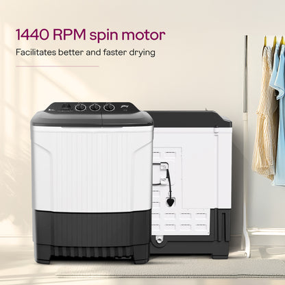 Godrej 7.5 kg 5 Star With Rain Shower Spin Washing Machine Semi Automatic Top Load Grey, White (WS EDGE CLS 75 5.0 PN2 GPGR)