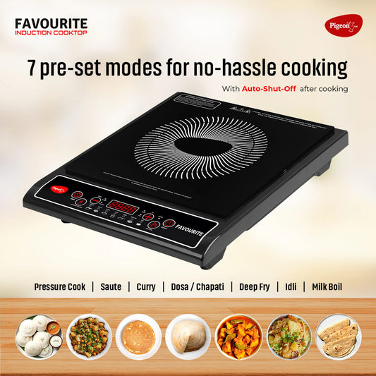 Pigeon 1800 W Induction Cooktop Push Button (Black, Favourite)