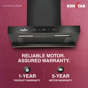 Kenstar VENTI PRO T SHAPE 90CM 1300 CMH 90 cm | Filterless | Touch Control | Motion Sensor | Energy Efficient LED Light | Powerful Suction | Auto Clean Chimney (Wall Mounted, Black)